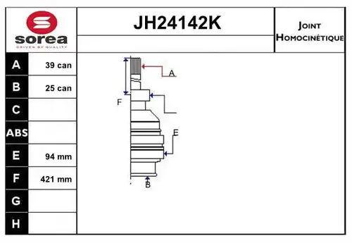 каре комплект, полуоска SNRA JH24142K