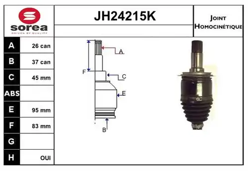 каре комплект, полуоска SNRA JH24215K