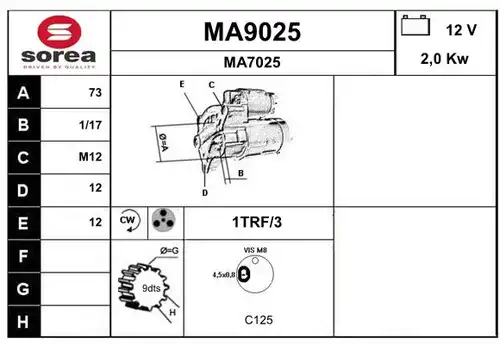 стартер SNRA MA9025