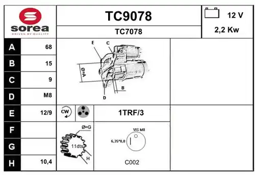 стартер SNRA TC9078