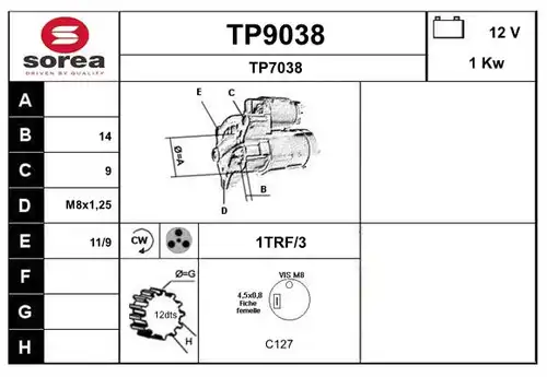 стартер SNRA TP9038