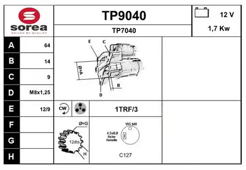 стартер SNRA TP9040