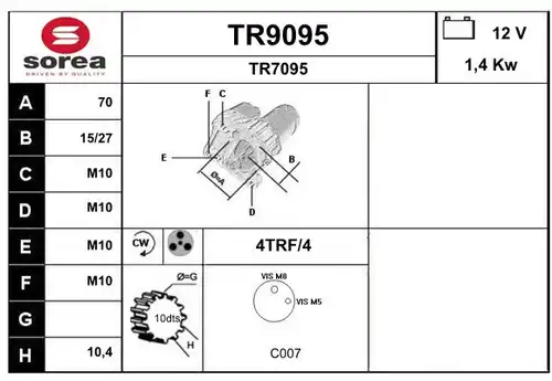 стартер SNRA TR9095