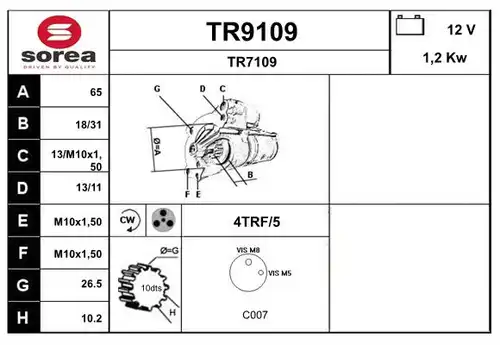 стартер SNRA TR9109