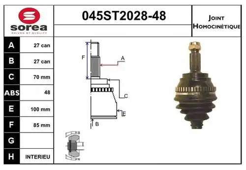 каре комплект, полуоска STARTCAR 045ST2028-48