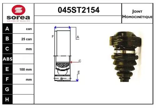 каре комплект, полуоска STARTCAR 045ST2154