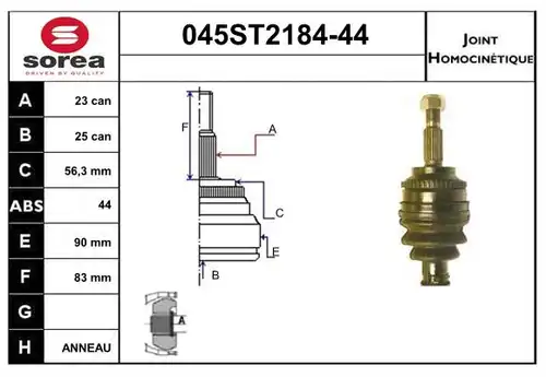 каре комплект, полуоска STARTCAR 045ST2184-44