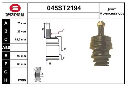 каре комплект, полуоска STARTCAR 045ST2194