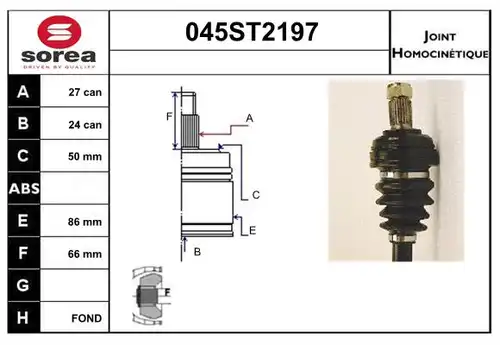 каре комплект, полуоска STARTCAR 045ST2197