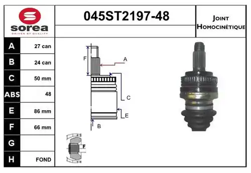 каре комплект, полуоска STARTCAR 045ST2197-48