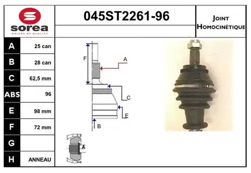 каре комплект, полуоска STARTCAR 045ST2261-96