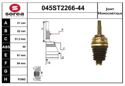 каре комплект, полуоска STARTCAR 045ST2266-44