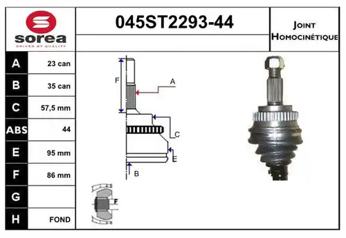 каре комплект, полуоска STARTCAR 045ST2293-44