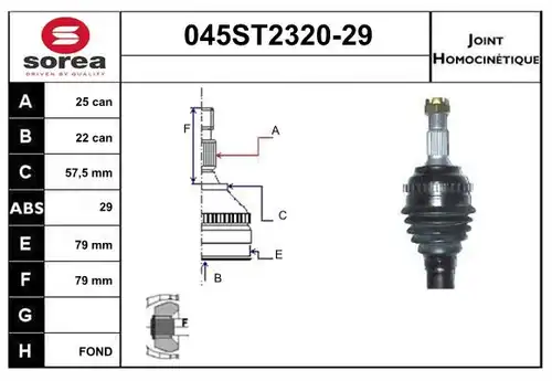 каре комплект, полуоска STARTCAR 045ST2320-29