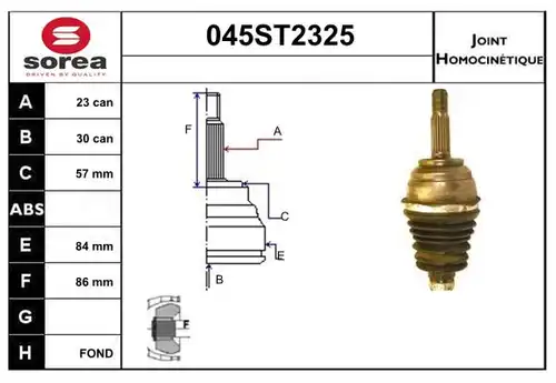 каре комплект, полуоска STARTCAR 045ST2325