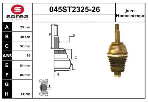 каре комплект, полуоска STARTCAR 045ST2325-26