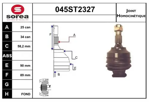 каре комплект, полуоска STARTCAR 045ST2327