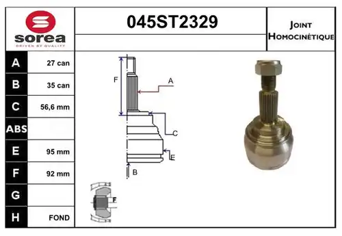 каре комплект, полуоска STARTCAR 045ST2329