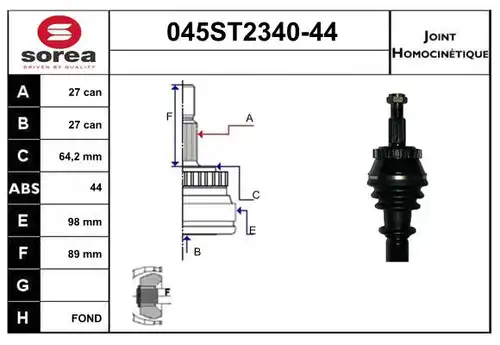 каре комплект, полуоска STARTCAR 045ST2340-44