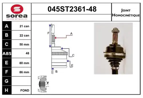 каре комплект, полуоска STARTCAR 045ST2361-48