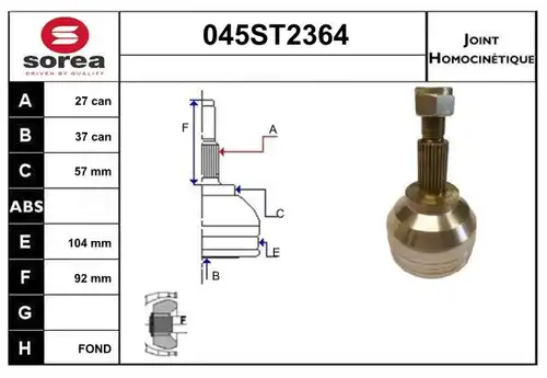 каре комплект, полуоска STARTCAR 045ST2364