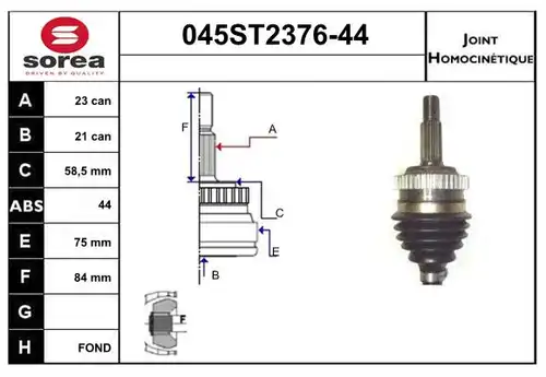 каре комплект, полуоска STARTCAR 045ST2376-44