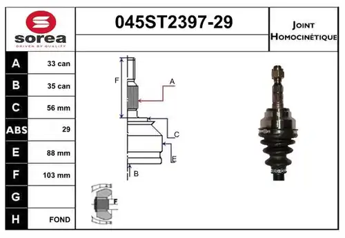 каре комплект, полуоска STARTCAR 045ST2397-29