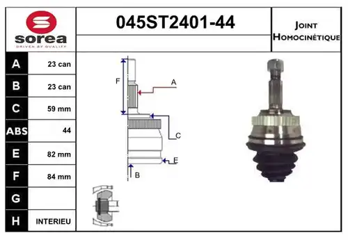 каре комплект, полуоска STARTCAR 045ST2401-44