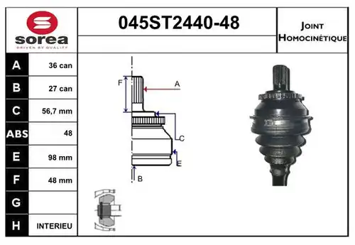 каре комплект, полуоска STARTCAR 045ST2440-48