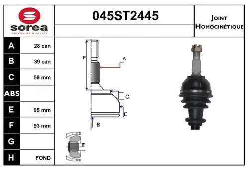 каре комплект, полуоска STARTCAR 045ST2445