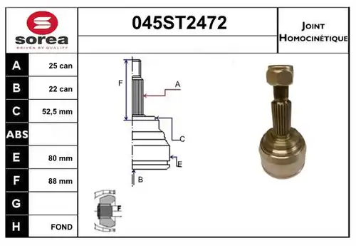 каре комплект, полуоска STARTCAR 045ST2472