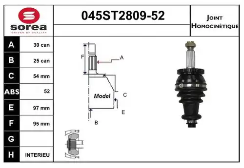 каре комплект, полуоска STARTCAR 045ST2809-52