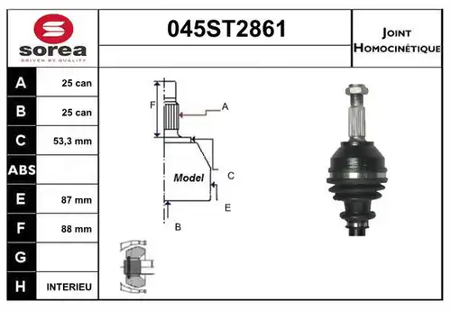 каре комплект, полуоска STARTCAR 045ST2861