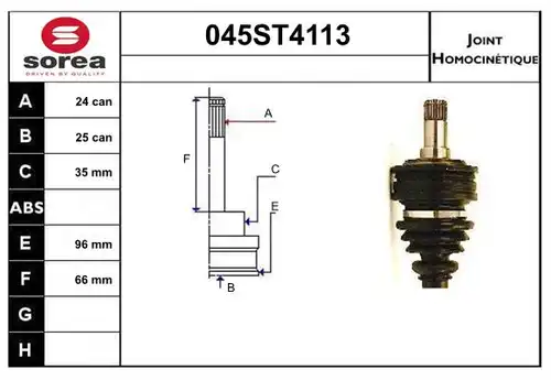 каре комплект, полуоска STARTCAR 045ST4113