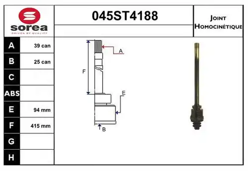 каре комплект, полуоска STARTCAR 045ST4188