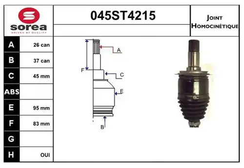 каре комплект, полуоска STARTCAR 045ST4215