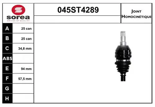 каре комплект, полуоска STARTCAR 045ST4289