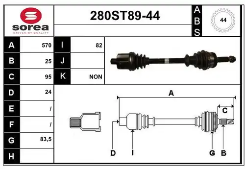 полуоска STARTCAR 280ST89-44