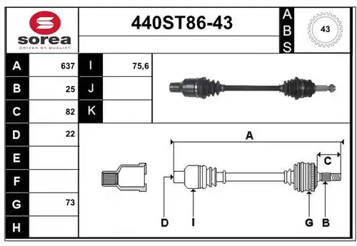 полуоска STARTCAR 440ST86-43