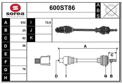 полуоска STARTCAR 600ST86