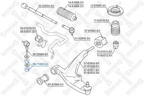 тампони, стаб. щанга STELLOX 89-71009-SX