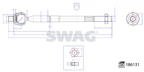 аксиален шарнирен накрайник, напречна кормилна щанга SWAG 33 11 0260