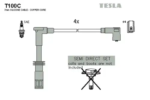 комплект запалителеи кабели TESLA T100C