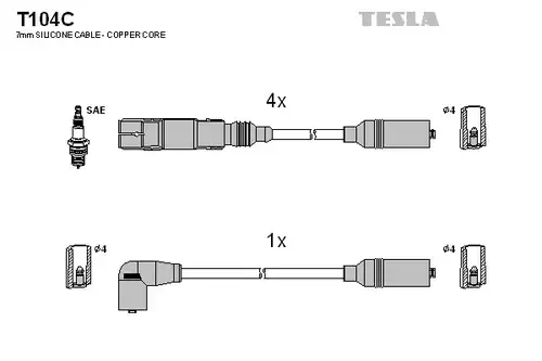 комплект запалителеи кабели TESLA T104C