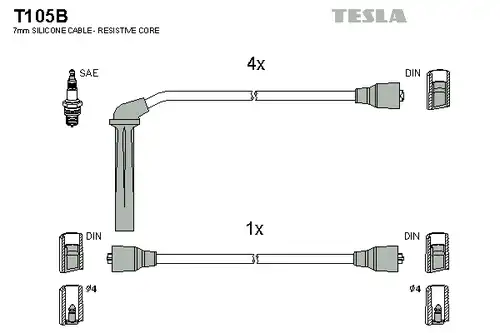 комплект запалителеи кабели TESLA T105B