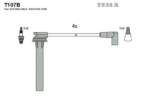 комплект запалителеи кабели TESLA T107B