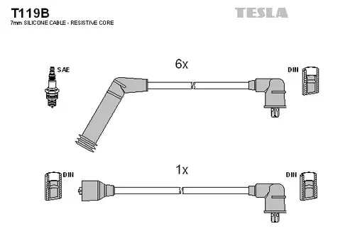 комплект запалителеи кабели TESLA T119B