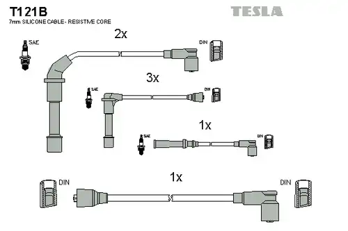 комплект запалителеи кабели TESLA T121B