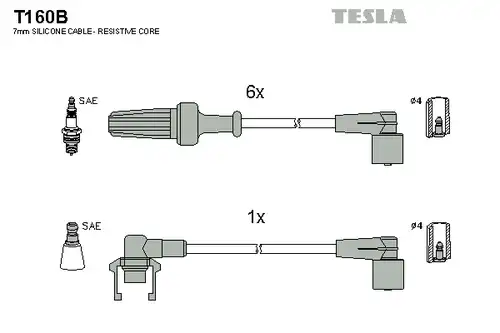 комплект запалителеи кабели TESLA T160B