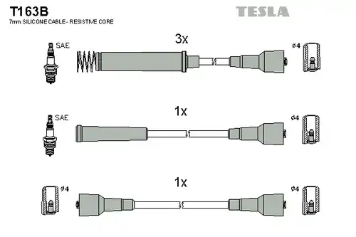 комплект запалителеи кабели TESLA T163B